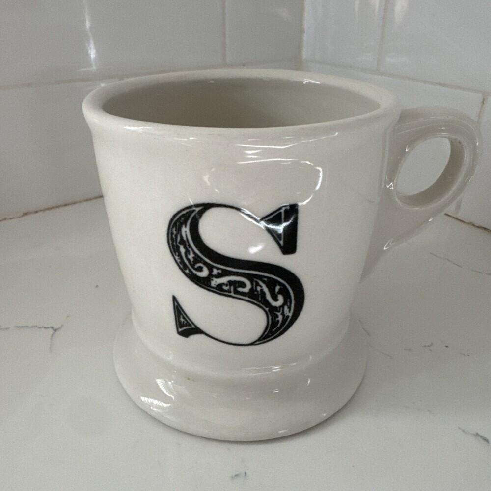 Anthropologie Monogram Initial Coffee Mug Cup White Letter S - Picture 9 of 12
